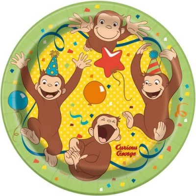 Curious George Party Pack for 8 - Includes 8 Plates, 8 Cups, 8 Napkins, 1 Table Cover