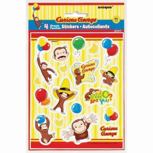 Curious George Sticker Sheets [4 Per Pack]