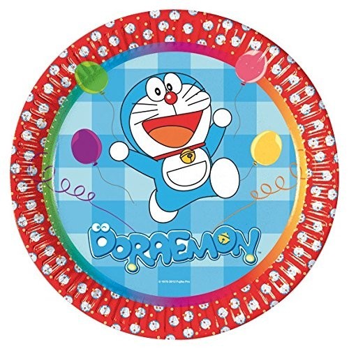 kit festa Doraemon 24 ospiti 24 bicchieri-24 piatti- 40 tovaglioli- 1 tovaglia colore giallo 