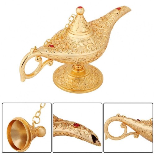 Aladdin Genie Lampada in Lega di Zinco Olio Lampada Magica Vintage Tè Vaso Genie Lampada Collezionabile Decorazione Casa e Re