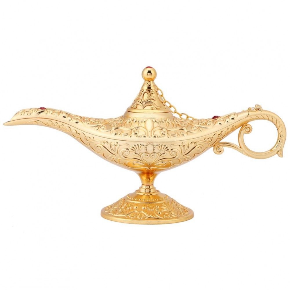Lampada di Aladino in zinco, accessorio per feste e travestimenti