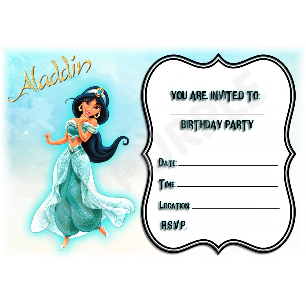 12 Inviti Di Compleanno Jasmine Aladdin Con Buste