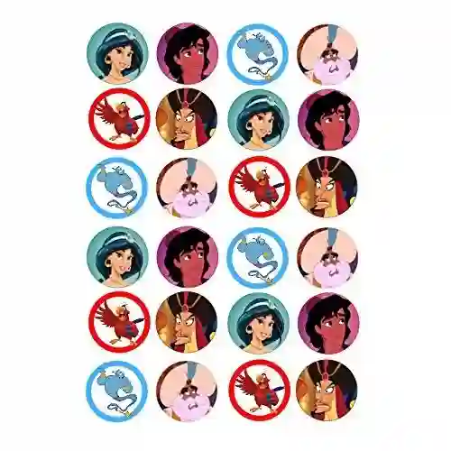 24 Mini cialde con i personaggi di Aladdin