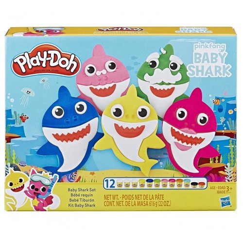 Hasbro Play-Doh - Baby Shark Playset con 12 Vasetti di Pasta da Modellare