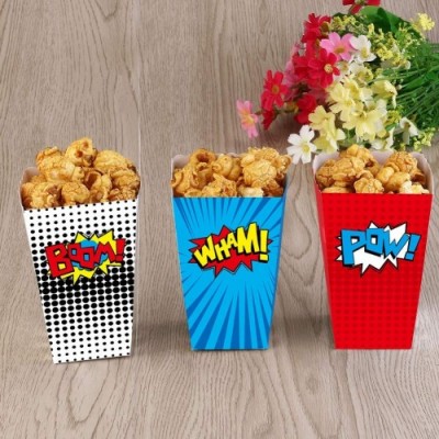 yizeda Scatole di Popcorn da 24 Pezzi per i favori di Supereroi, scatole di Popcorn di Carta a Strisce Scatole di Caramelle d
