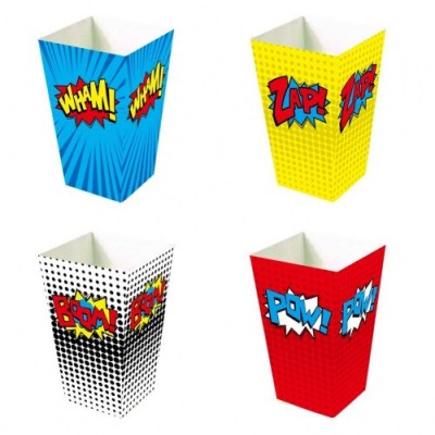 yizeda Scatole di Popcorn da 24 Pezzi per i favori di Supereroi, scatole di Popcorn di Carta a Strisce Scatole di Caramelle d