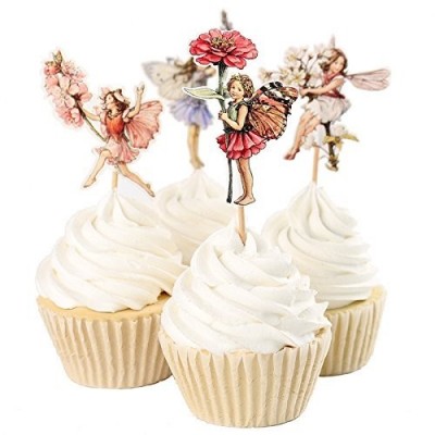 Fumee Confezione da 24 topper per dessert, muffin e cupcake, motivo con bambine, ideali per picnic, matrimoni, feste di compl