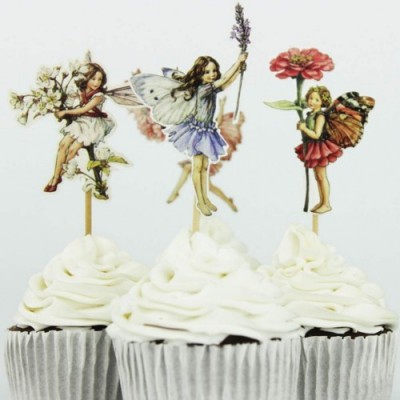 YeahiBaby 24pcs Torta Toppers Cupcake Toppers con Fiore Fata a Forma di Decorazione Torta Partito per la Festa di Compleanno 