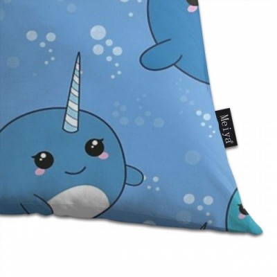 QMS CONTRACTING LIMITED Throw Pillow Cover 18 x 18 inch 45 x 45 Cm Square Narwhal Pattern Pillow Cover for Sofa Bedroom Car D