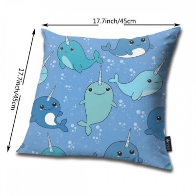 QMS CONTRACTING LIMITED Throw Pillow Cover 18 x 18 inch 45 x 45 Cm Square Narwhal Pattern Pillow Cover for Sofa Bedroom Car D