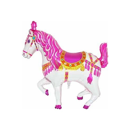 35 Pollici rosa circo / giostra / Carnevale cavallo a forma di palloncino Foil [Toy]