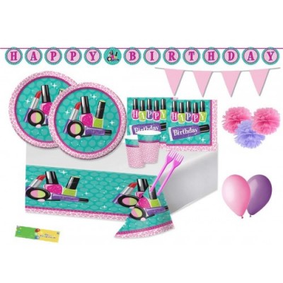 Creative Converting Kit n64 Accessori Compleanno Make up Party - Sparkle Spa Coordinato
