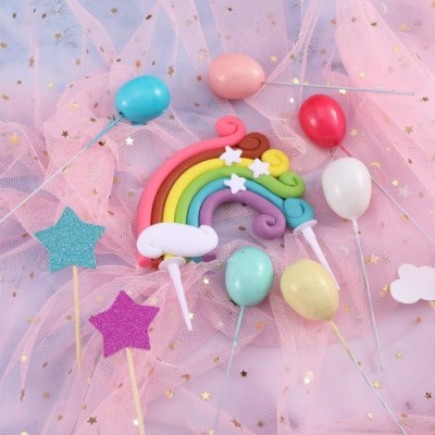 Zonon Cupcake Topper Set, Includere Palloncino a Forma Arcobaleno Nuvola Luna Stella Cupcake Topper Bastoncini per Compleanno
