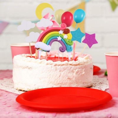 Zonon Cupcake Topper Set, Includere Palloncino a Forma Arcobaleno Nuvola Luna Stella Cupcake Topper Bastoncini per Compleanno