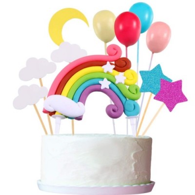 Cake Topper Set nuvola arcobaleno e palloncini