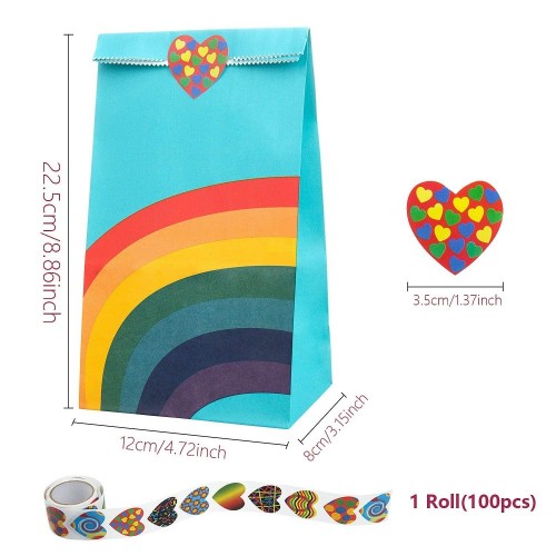 40 Sacchettini tema arcobaleno multicolor, per feste