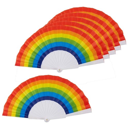 Juvale Rainbow Fans - Confezione da 6 - Rainbow Party Supplies - Ideale per feste a tema arcobaleno e LGBT o Gay Pride Events