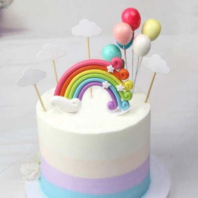 KingbeefLIU Arcobaleno Cake Topper Bandiera Baby Shower Compleanno Festa Nuziale Decorazione di Cottura Appesi Pendenti Decor