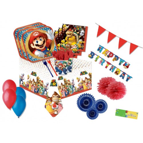 NADA HOME Kit Party Super Mario Bros 24 Persone Bicchieri Piatti tovaglia tovaglioli 1780 Unica 
