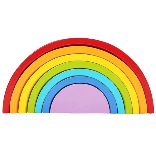 DMZK 7 Colori Legno Arcobaleno Blocchi,Giocattoli Educativi in Legno per Bambini Legno Impilabile Arcobaleno Forma
