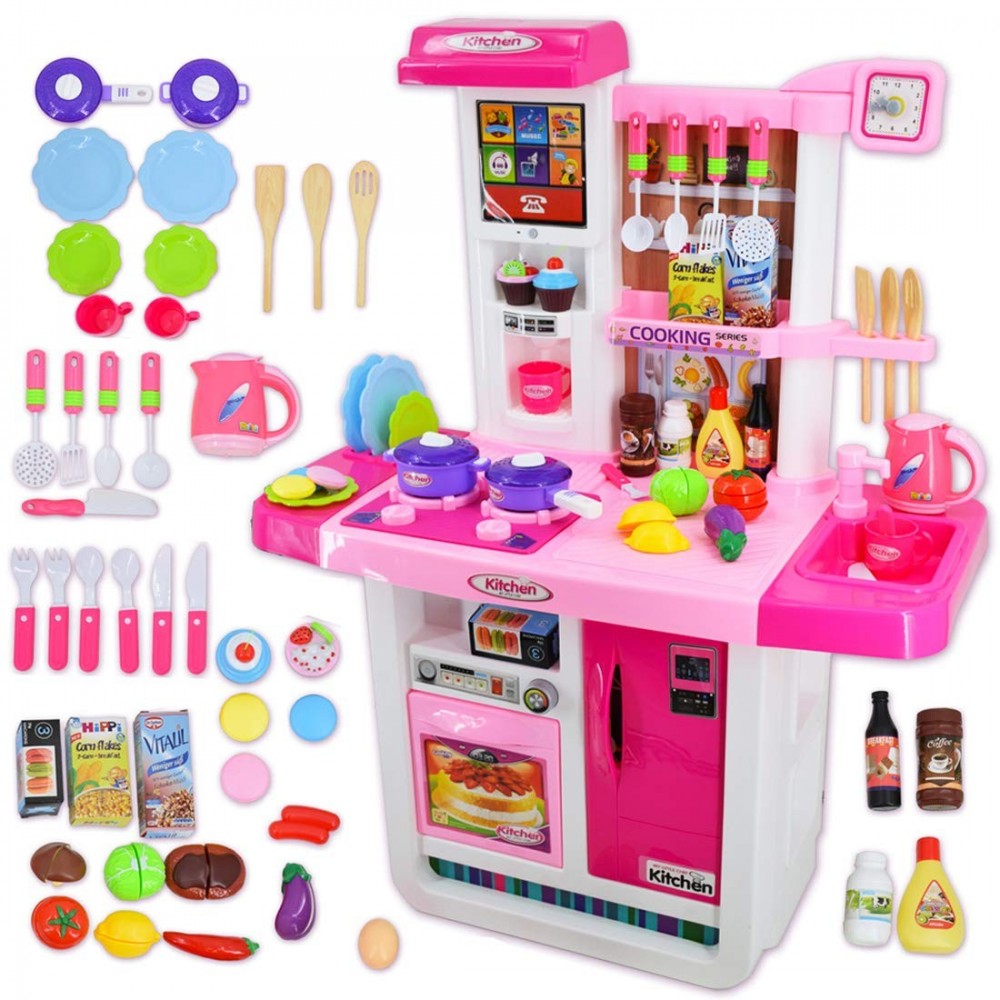 deAO My Little Chef Cucina Playset con Suoni, Pannello Touchscreen e Caratteristiche dAcqua - Più di 40 Accessori Inclusi R