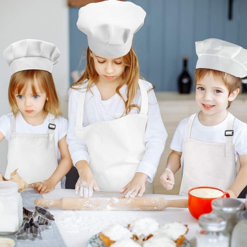 Costume da Cucina per Bambini per Cucinare e dipingere Blue Grembiule e Cappello da Chef con Tasca e Maniche Rubywoo&chili Set da Cucina per Bambini