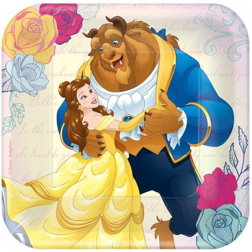 Beauty & The Beast Disney Princess Belle - Confezione da Festa La Bella e la Bestia. Contiene 24 Piatti, 32 tovaglioli per Fe