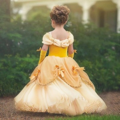 Costume da Principessa Belle di Bellezza e la Bestia, per Feste di Halloween, Travestimento da Principessa Belle 6-7 Anni