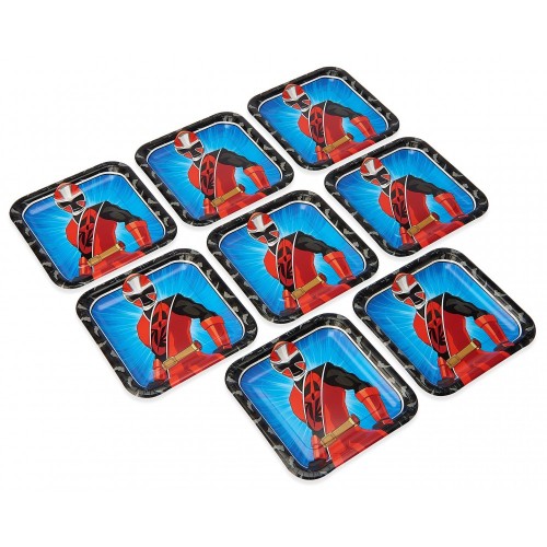 Power Rangers Ninja Steel 9" Square Paper Party Plates, 8-Pack