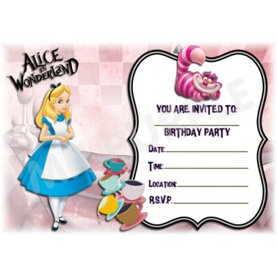 Alice 20-50 100 PARTECIPAZIONI INVITI a tema "Alice nel Paese delle Meraviglie" 