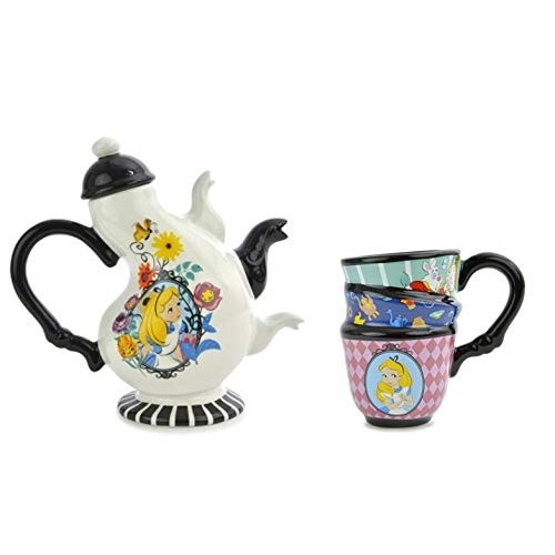 Set teiera + tazza in ceramica motivo Alice Nel Paese Delle Meraviglie