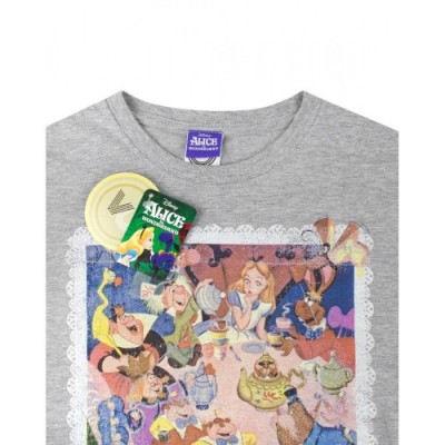 Disney - Alice nel Paese delle Meraviglie - Maglietta a Maniche Corte - Donna L Grigio 