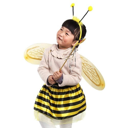 Egosy 4 Pezzi Ragazza Bambini Bumble Bee Costume Set Ape Ali Fee Wand Tutu Rock Fascia Fancy Dress Up Party Costume Regalo pe