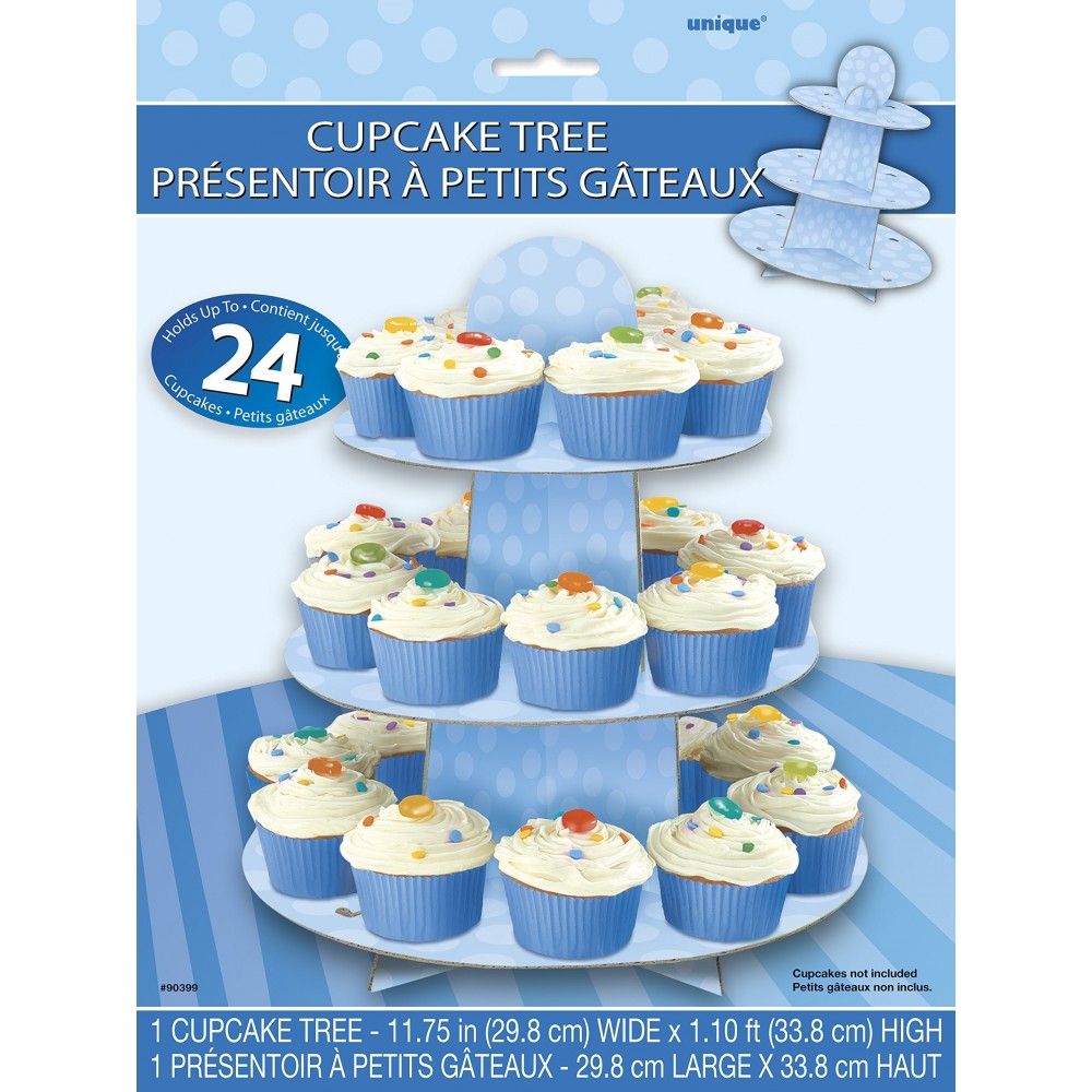 Alzatina cupcake pois celeste, contiene fino a 24 dolcetti