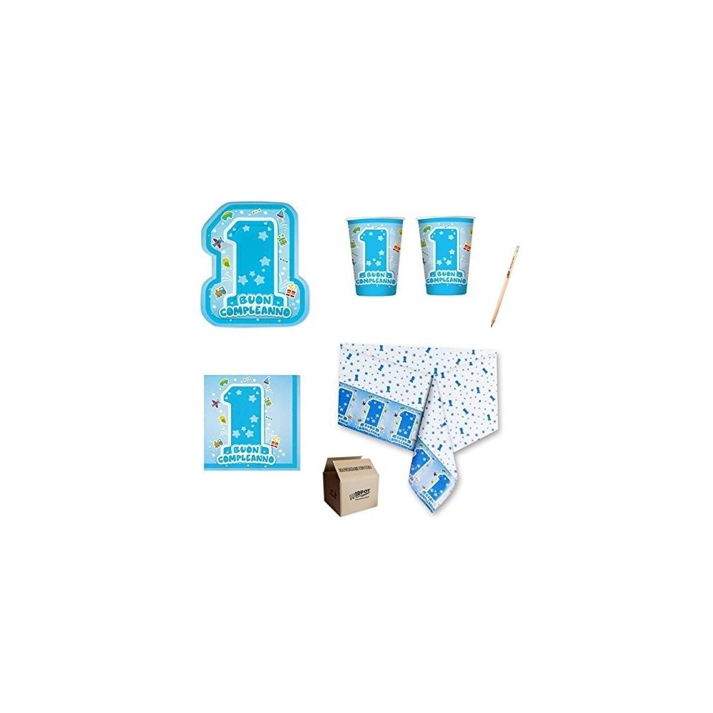 Kit per 40 persone primo compleanno One light Blue