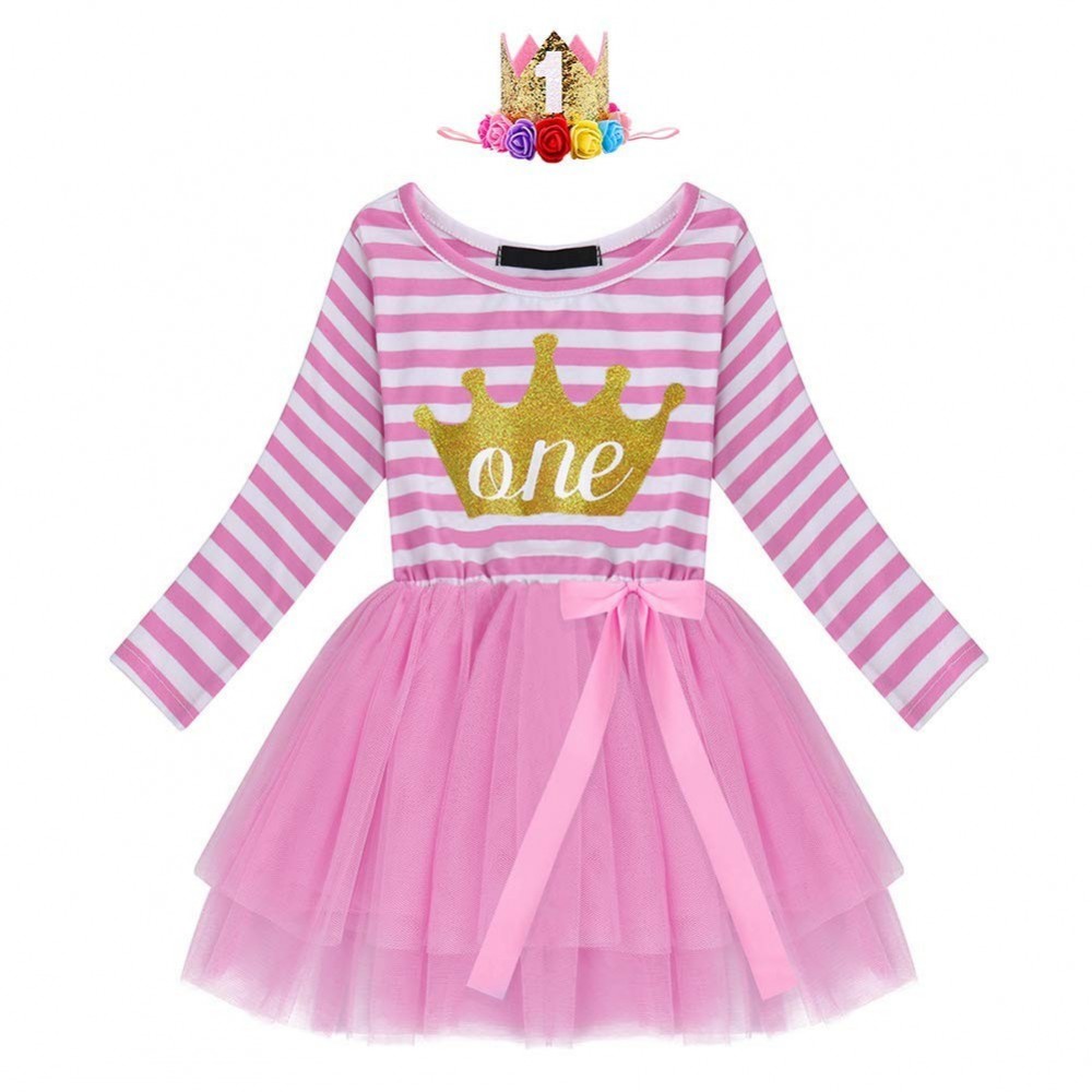 Vestito Di Primo Compleanno Per Bambine Con Gonna Tulle