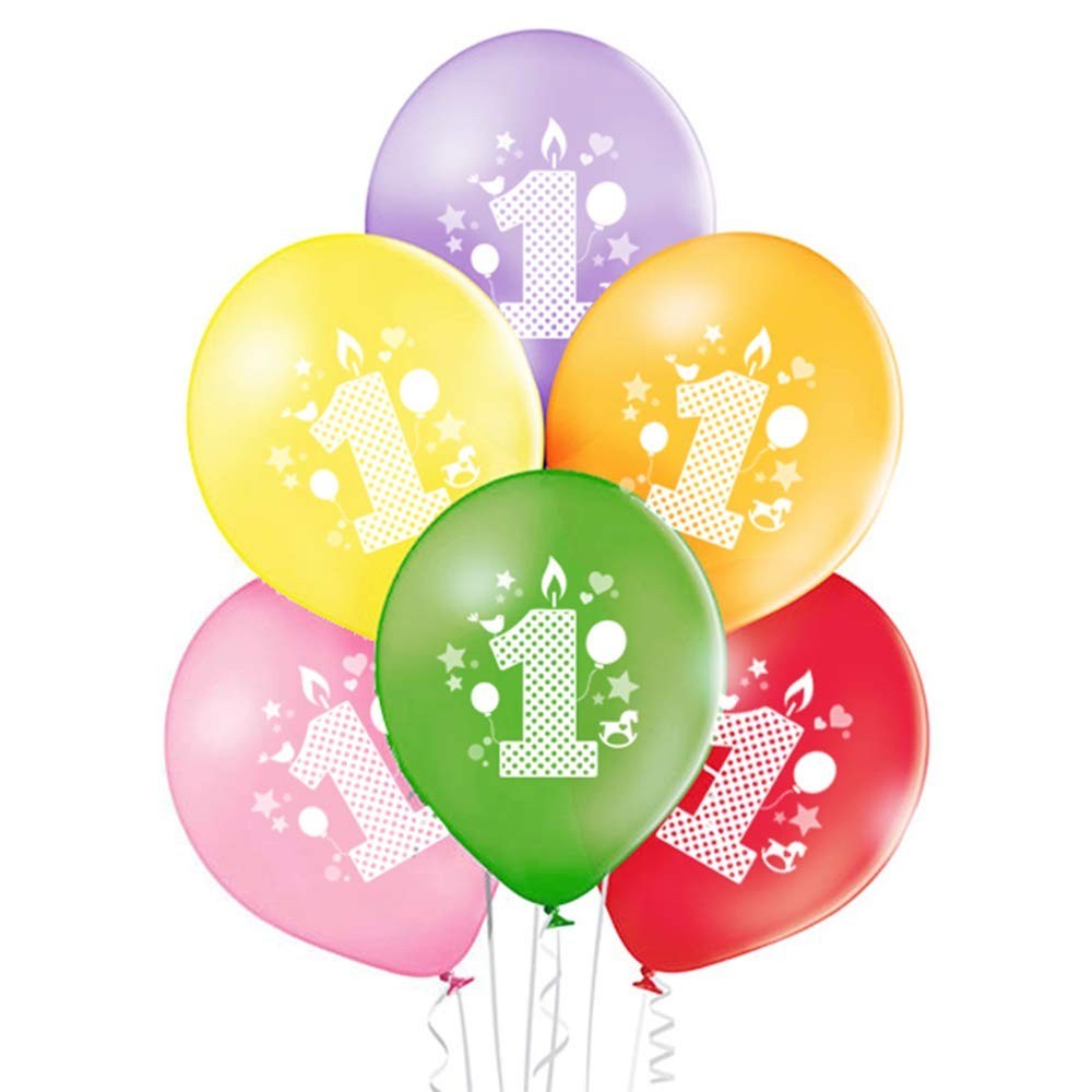 6 palloncini primo compleanno in lattice per feste e party