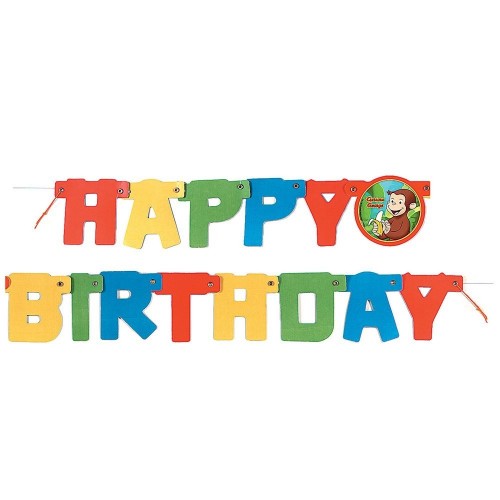 Ghirlanda Curious George con scritta "Happy Birthday"