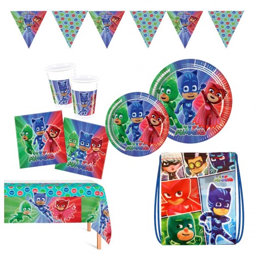 Kit 24 persone PJ Masks con festone