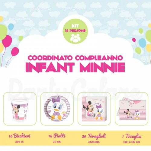 Kit compleanno per 16 bambini tema Infant Minnie