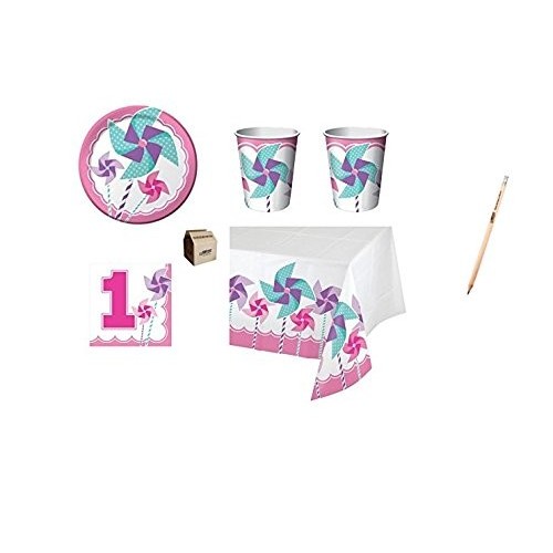 Kit per 40 persone Girandola rosa Primo compleanno