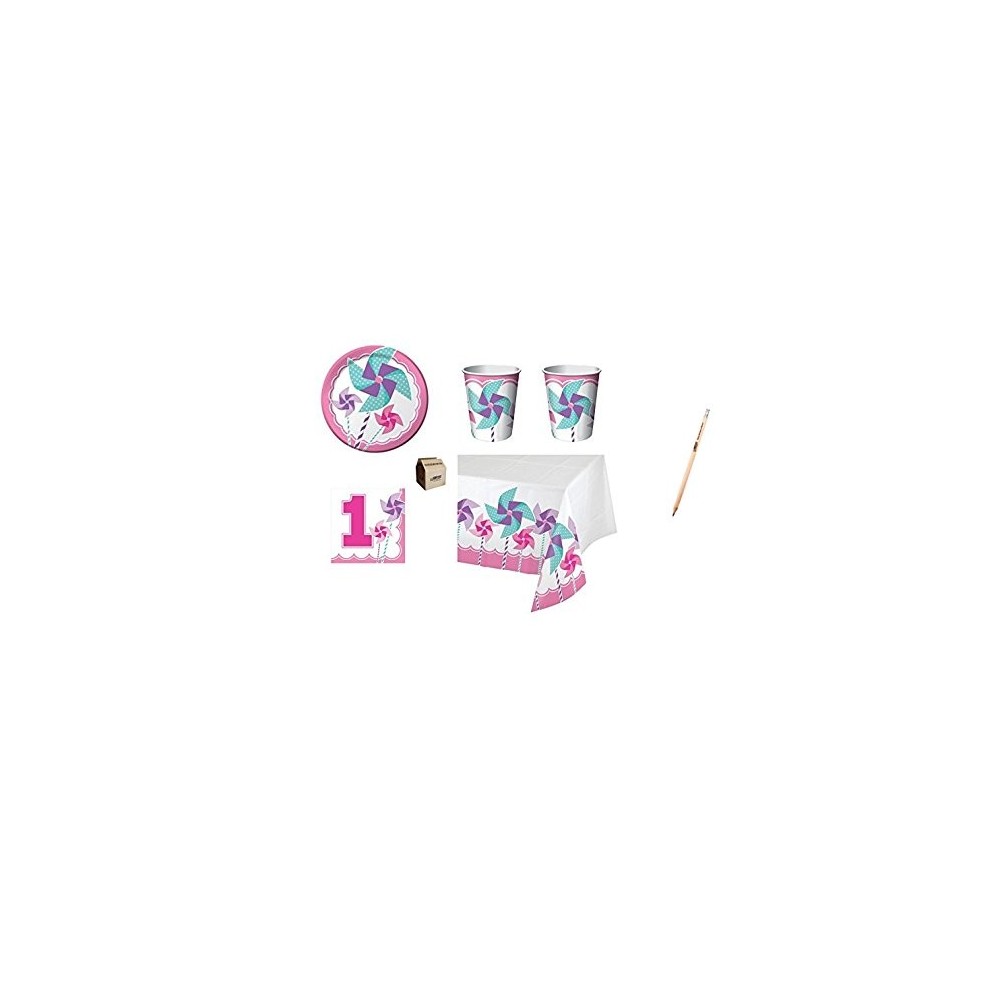 Kit per 40 persone Girandola rosa Primo compleanno
