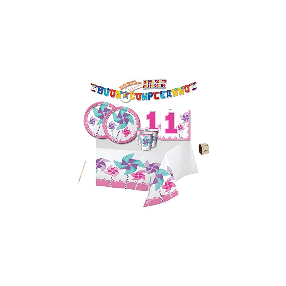Set per 24 persone 1° compleanno Girandola rosa