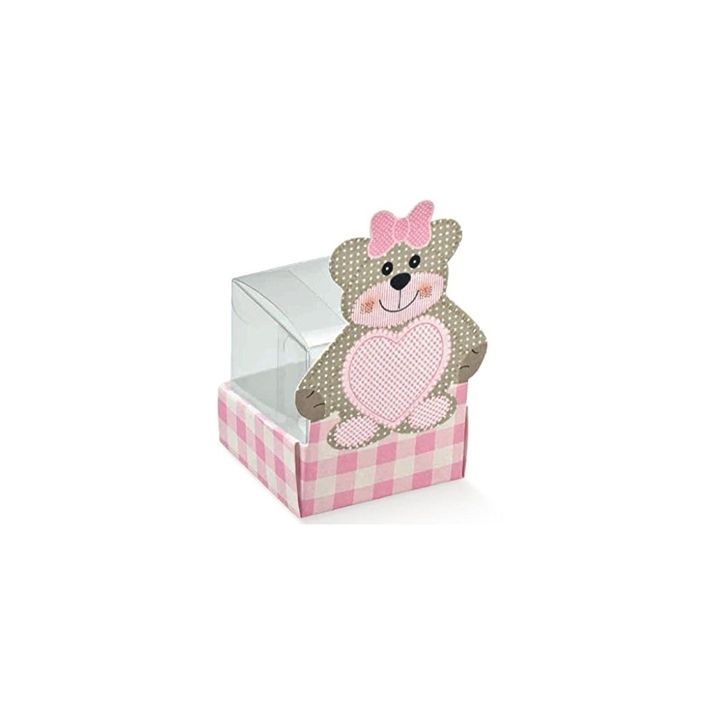 10 Scatole orsetta rosa per bomboniere