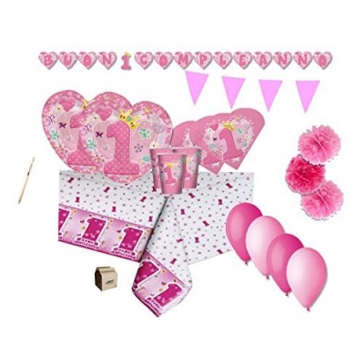 Kit 40 persone Cuore rosa Primo compleanno