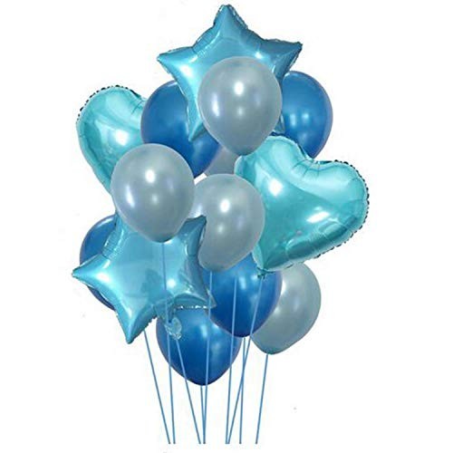 14 palloncini assortiti foil mylar azzurri