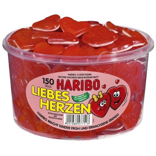 150 caramelle gommose cuori rossi Haribo