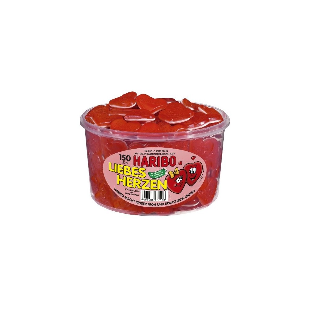 150 caramelle gommose cuori rossi Haribo