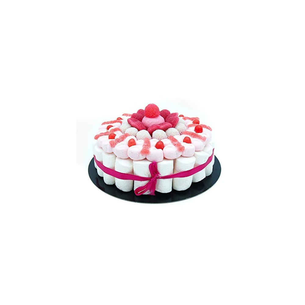Torta di caramelle marshmallow rosa da 22cm, per feste e party