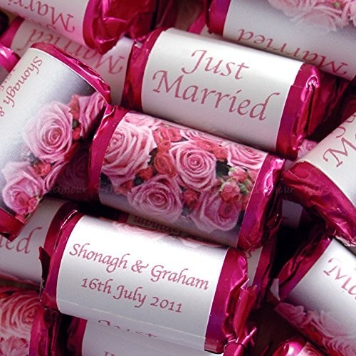 100 mini caramelle a forma di rose rosa personalizzabili